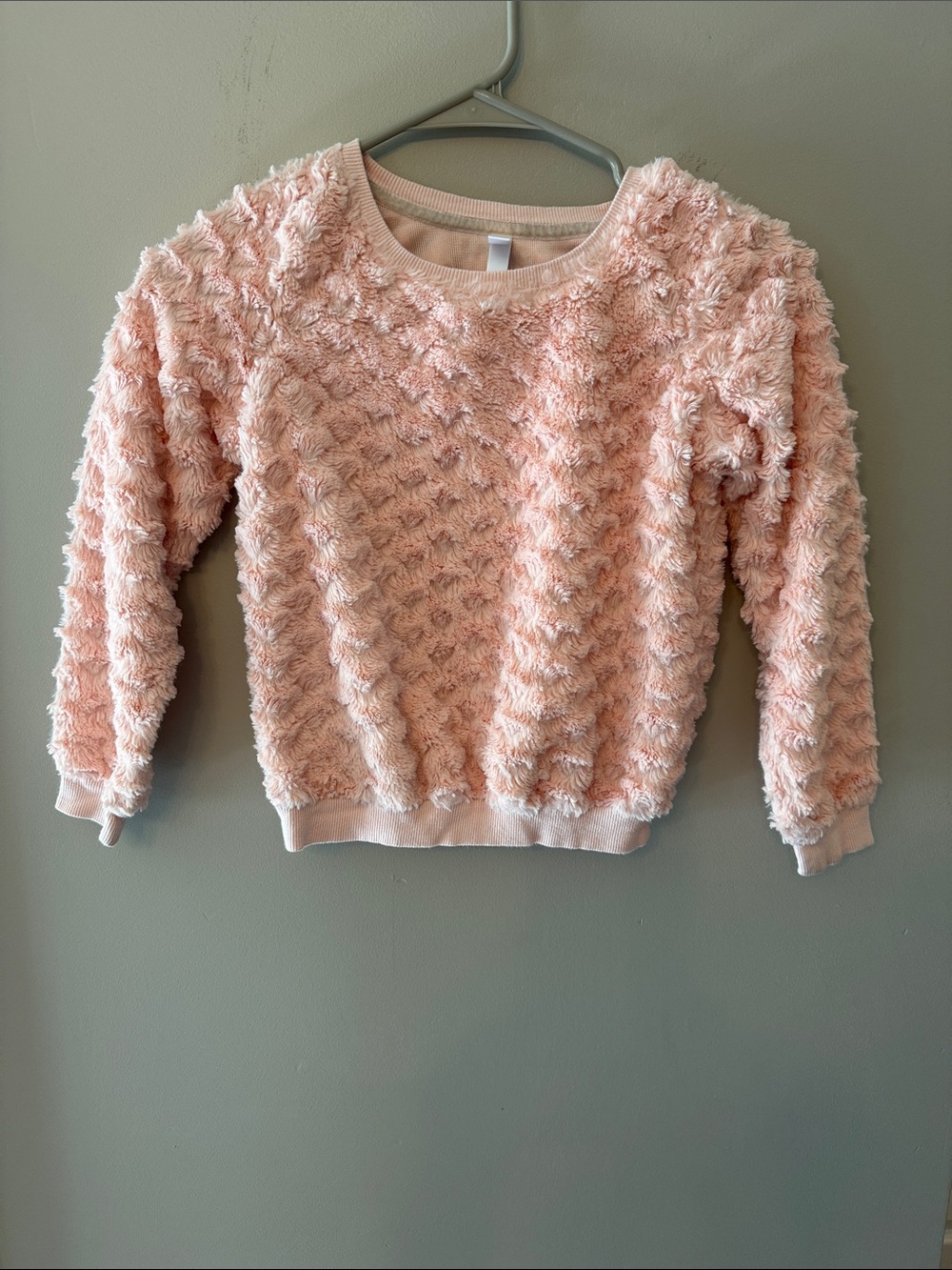 Kids Plush Texture Pullover Sweatshirt - Light Pink, Size, 7/8